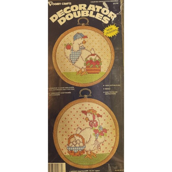 Cross Stitch Kit Vogart Decorator Doubles 207G Crafts VINTAGE RARE Open Complete - Picture 3 of 3